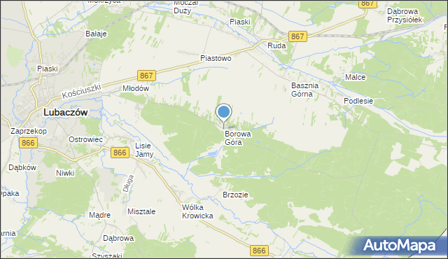 mapa Borowa Góra, Borowa Góra gmina Lubaczów na mapie Targeo